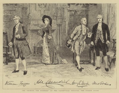 La scuola dello scandalo al Vaudeville Theatre, la scena dello schermo da Charles Green